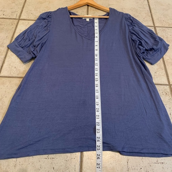 💜 Kim & Cami Los Angeles Puff Sleeve V-Neck Top X-Large - Picture 8 of 8